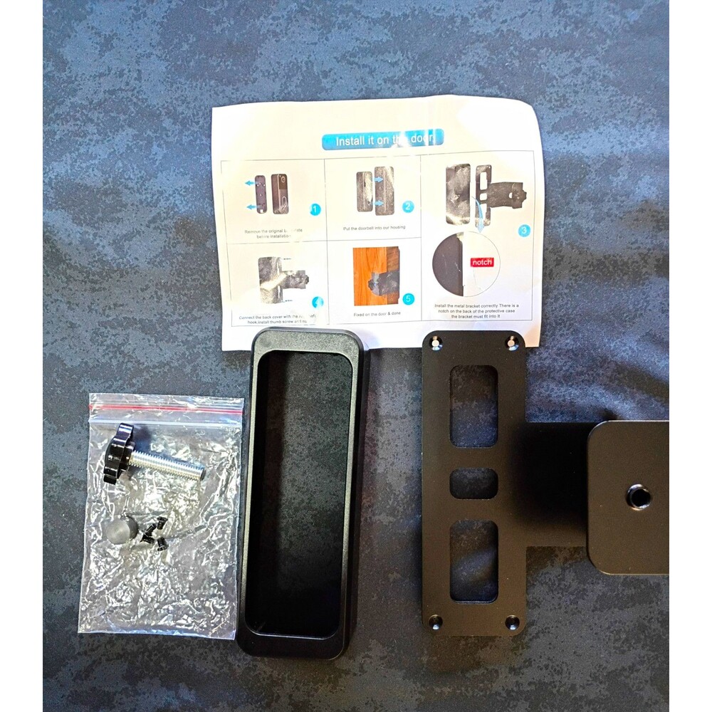 Anti Theft Adjustable Door Mount Bracket for Ring Video Doorbell w/ Hardware Blk